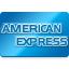 American Express logo on blue background for payment options